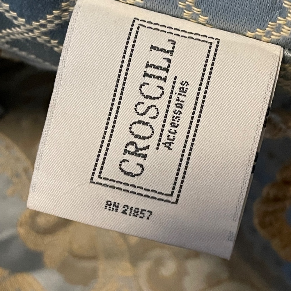 4- Croscill Napoleon Nicolette Damask Blue/Tan/ Gold Ascot Valances - Picture 4 of 5